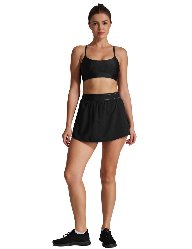 AugIris Women's Tennis Golf Skirts High Waisted with Pockets Inner Shorts for Athletic Skorts Sports Running Black