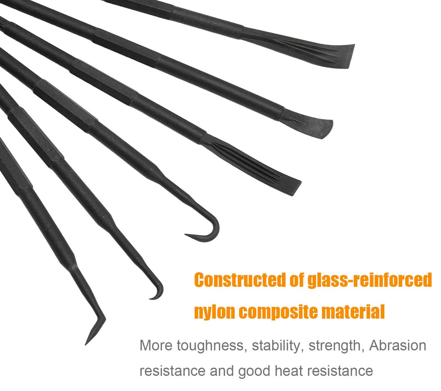 6-Piece Non-Marring Pick and Pry Bar Set for O-Rings, Seals, Gaskets, and Trim on Automotive and Electronics Equipment
