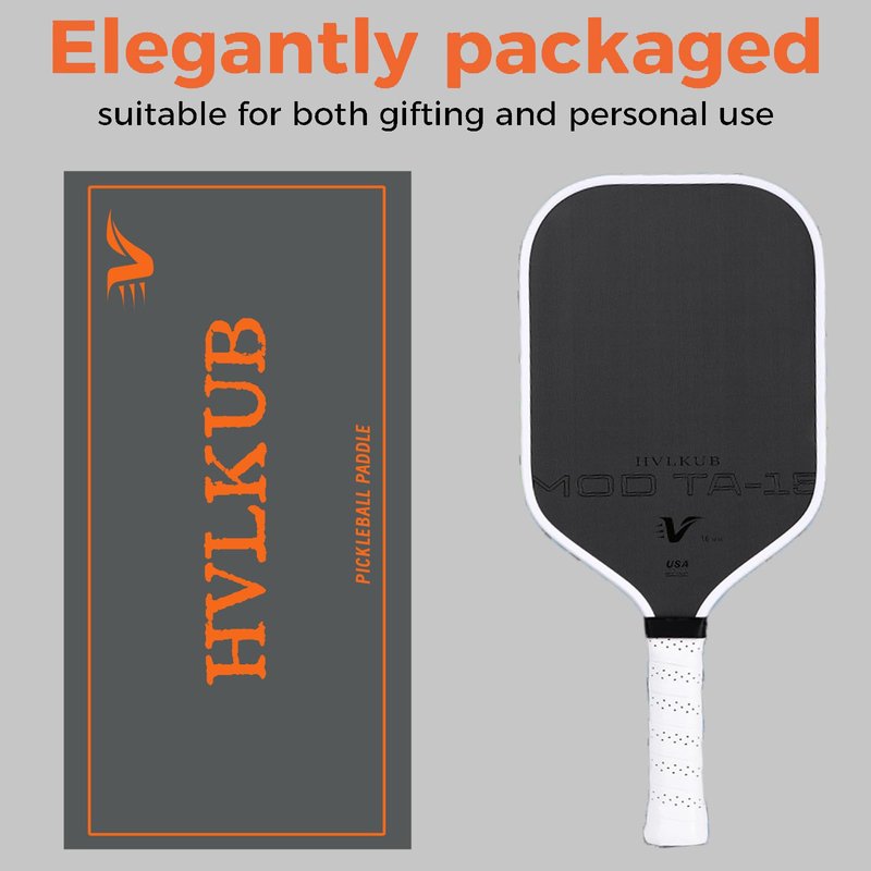 HVLKUB Pickleball Paddle,16mm Raw T700 Carbon Fiber Lightweight Pickle Ball Paddle, Durable &Beginner-Friendly Pickleball Racket,Adults & Kids Pickle Ball Equipment,Comfortable Grip(Box-White)