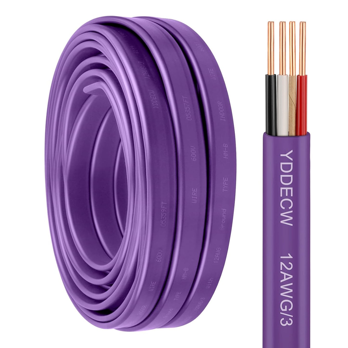 14 Gauge NM-B Wire with Ground - 50FT Pure Copper Indoor Electrical Cable for Outlets & Switches