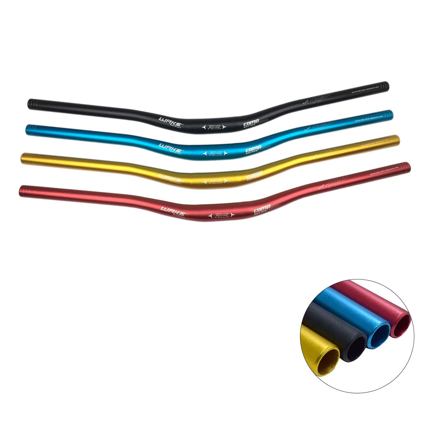 Wake 31.8mm MTB Mountain Bike Handlebar, Aluminum Alloy Mountain Bike Bicycle Riser Handlebar Extra Long 720/780mm with Paint Matte Surface (Gold, 780mm)