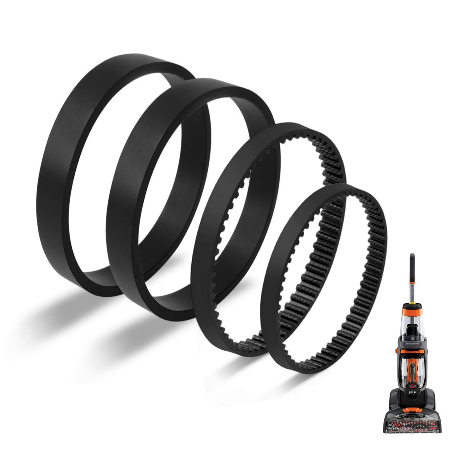JEDELEOS Replacement Belt Set for Bissell ProHeat 2X Revolution Pet Carpet Cleaner Model 1548 1551 1551W 1550 Series, Replace Parts 1606419, 1606418 and 1606428 (Pack of 4)