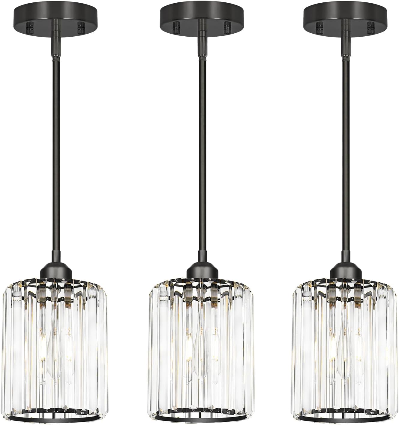 Modern Gold Crystal Ceiling Light Fixture - 11-Inch Semi Flush Mount Chandelier for Kitchen & Entryway