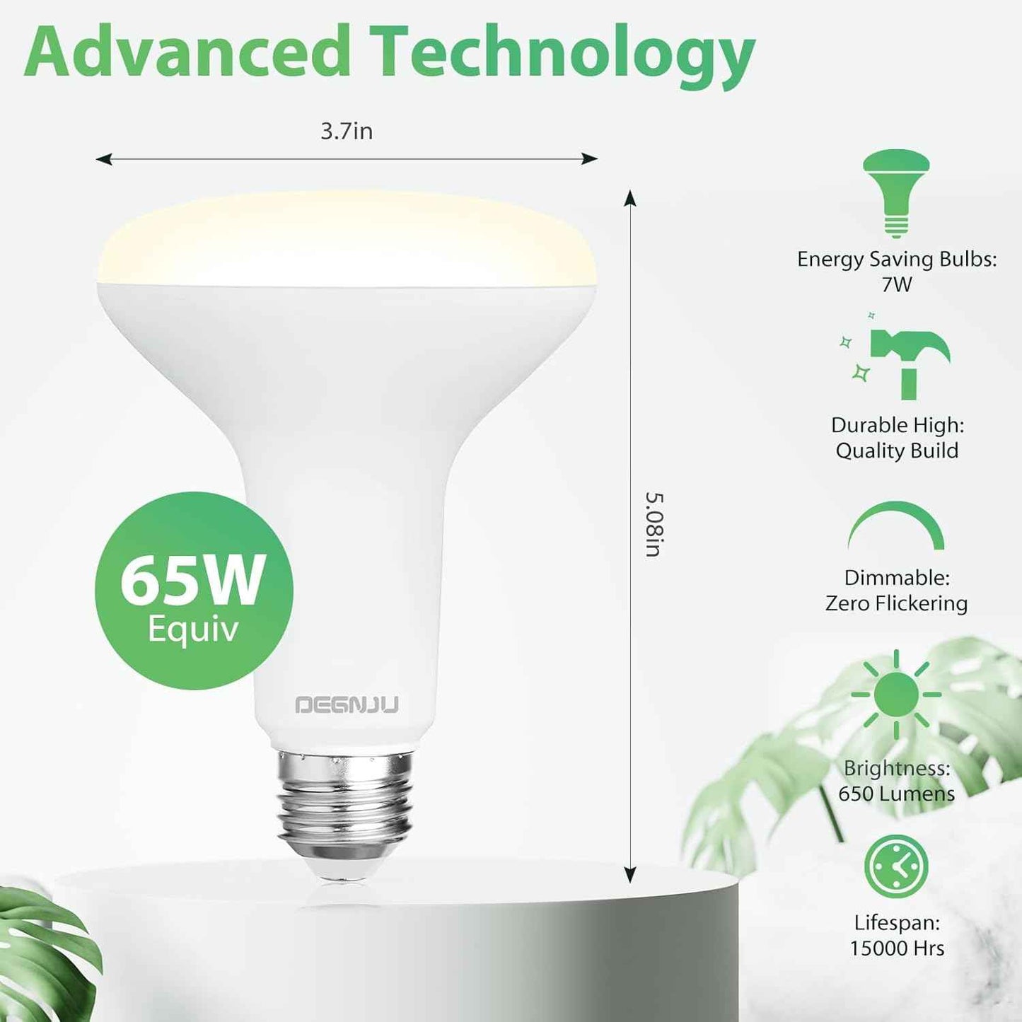 BR30 LED Flood Light Bulbs 24-Pack, 7W Dimmable 650LM Soft White 2700K, E26 Base