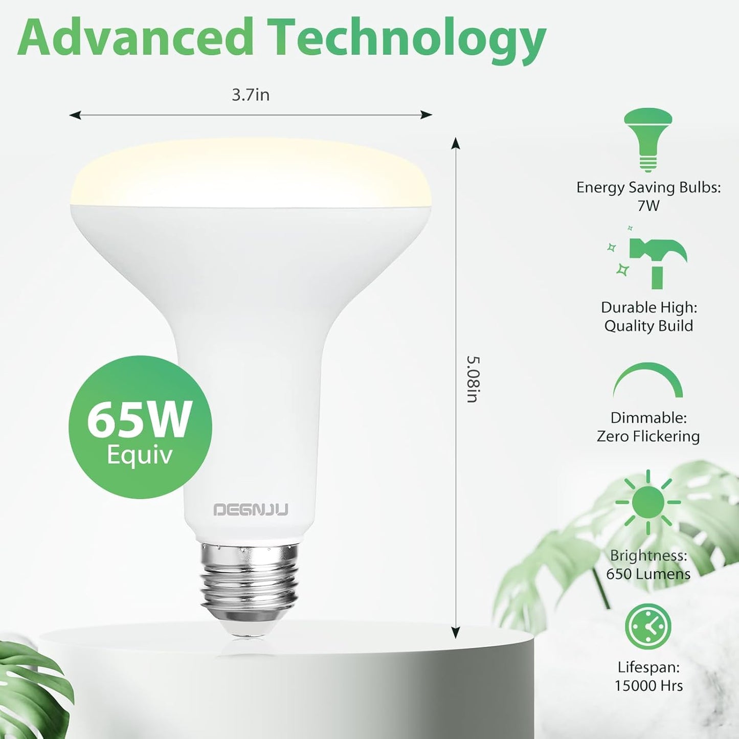 BR30 LED Flood Light Bulbs 24-Pack, 7W Dimmable 650LM Soft White 2700K, E26 Base