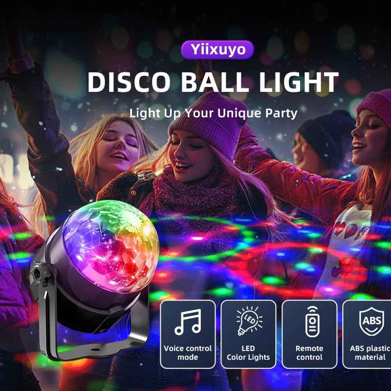 Yiixuyo - 3-Pack Sound Activated Party Lights with Remote Control Dj Lighting, Disco Ball Light Projected Effect Dancing Lights, Strobe Lamp for Parties Supplies Birthday Christmas Bar KTV Decorations