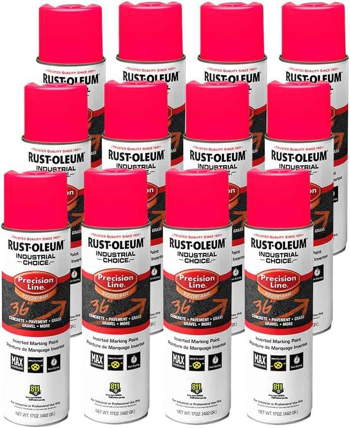 Fluorescent Orange Marking Spray Paint - Rust-Oleum 12 Pack, 17 Oz Inverted Solvent-Based
