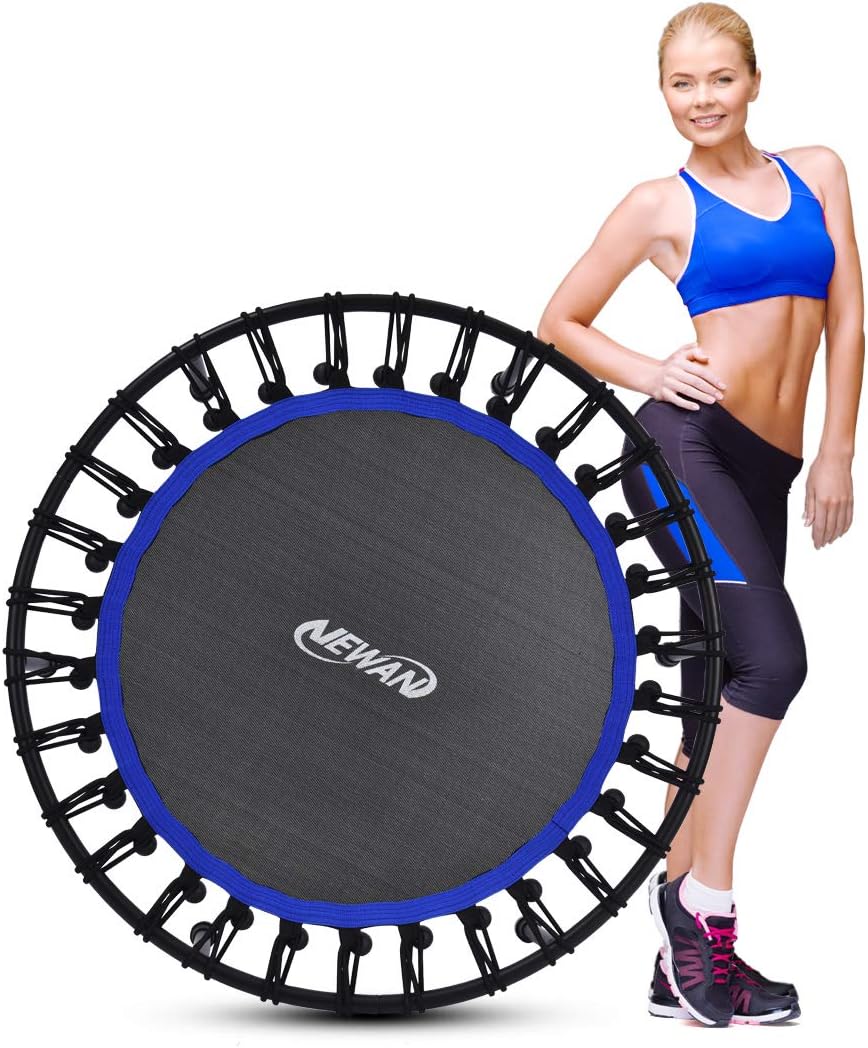 Newan Silent Mini Trampoline - 40"-48" Bungee Rebounder for Cardio Workouts | Max Weight 330lbs