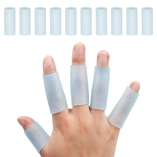 Sumifun Gel Finger Protector, 10 Pcs Silicone Finger Sleeves for Corns, Fingernails Loss, Friction Pain Relief, Blue