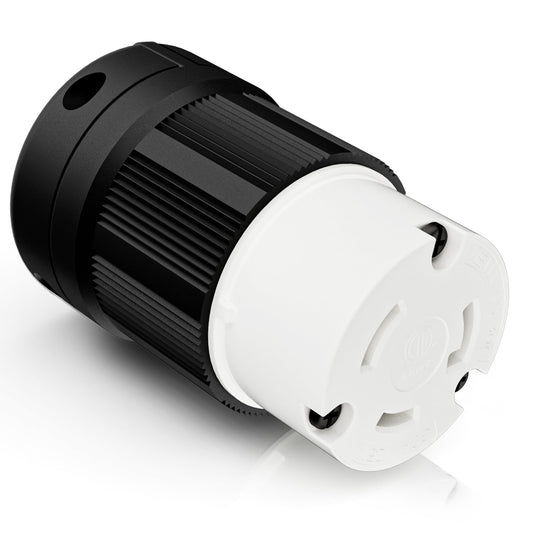 NEMA L5-30R Locking Connector, Generator Twist Lock Adapter Female Plug, 30 Amp, 125 Volt, 2 Pole, 3 Wire Grounding, Heavy Duty Industrial Grade, Electrical Replacement Connector, ETL Listed