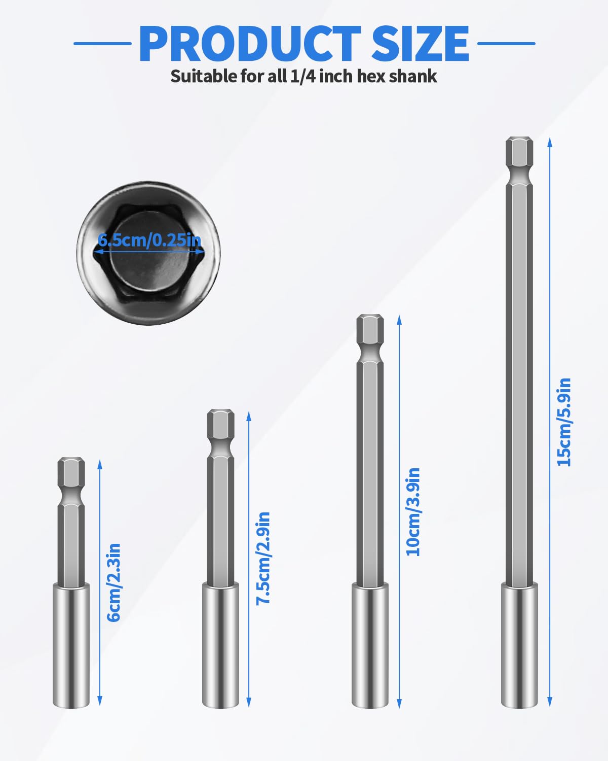 8 PCS Drill Bit Extension, 1/4" Hex Shank Magnetic Drill Extension Bit Holders, S2 Steel Impact Drill Bit Extender (2 Inch,3 Inch, 4 Inch, 6 Inch) for DIY, Automotive; Repair Work