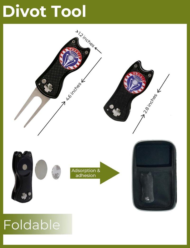 VOVOIS Golf Practical kit, Novice Golfer kit,Great Golf Accessory kit-Alignment Marking Tool,Divot Tool to Quickly get into Golf Training;Ball Marker,Multi Pattern, Fun to Increase Passion for Golf