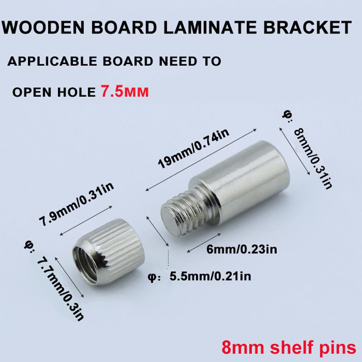 40Pcs 0.31 Inch 8 MM Shelf Support Peg 8mm Shelf Pins Kit Bracket Shelf Holder Replacement Peg for Cabinet Shelf Kitchen Furniture Book Shelves Holder Locking Pins (8mm)