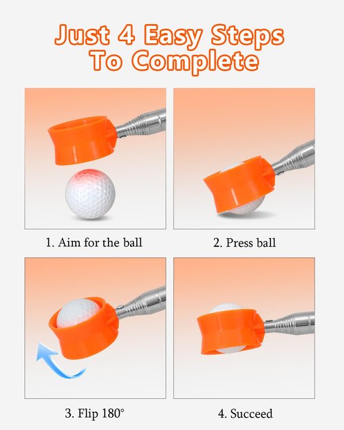 MistyBrew Telescopic Golf Ball Retriever 9/12ft |Premium Double-Sided Head Pickup Tool with Anti-Slip Grip, Thickened Stainless Steel Shaft for Picking Balls from Water, Bush, Rough, Golf Accessories