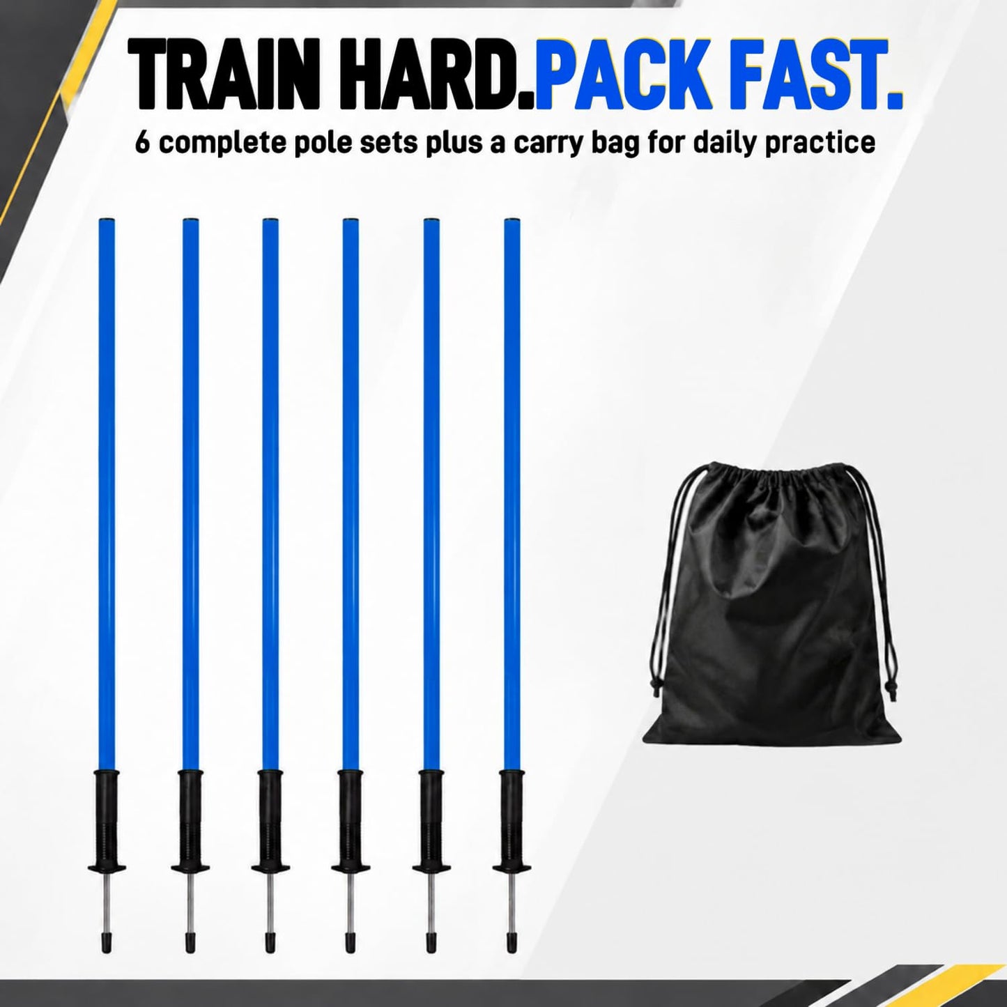 Nbguigdstr 6Pcs 5FT Agility Training Poles,Adjustable Speed and Agility Training Equipment,Sports Training Sticks (Blue)