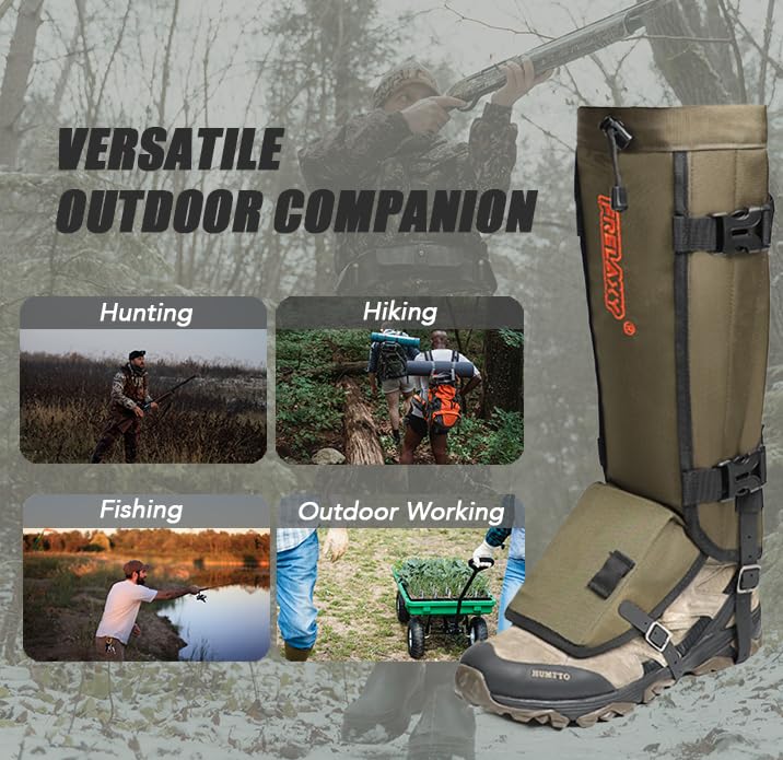 Snake Gaiters for Hunting - Black Adjustable Snake Bite Protection