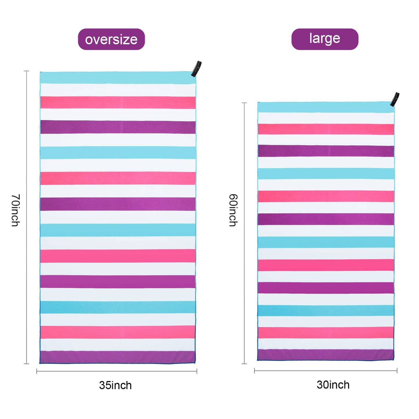 Exclusivo Mezcla Microfiber Quick Dry Beach Towel, Large Lightweight Sandfree Pool Towel for Swimming Camping Travel with Bag (Purple, 30x60 Inches)
