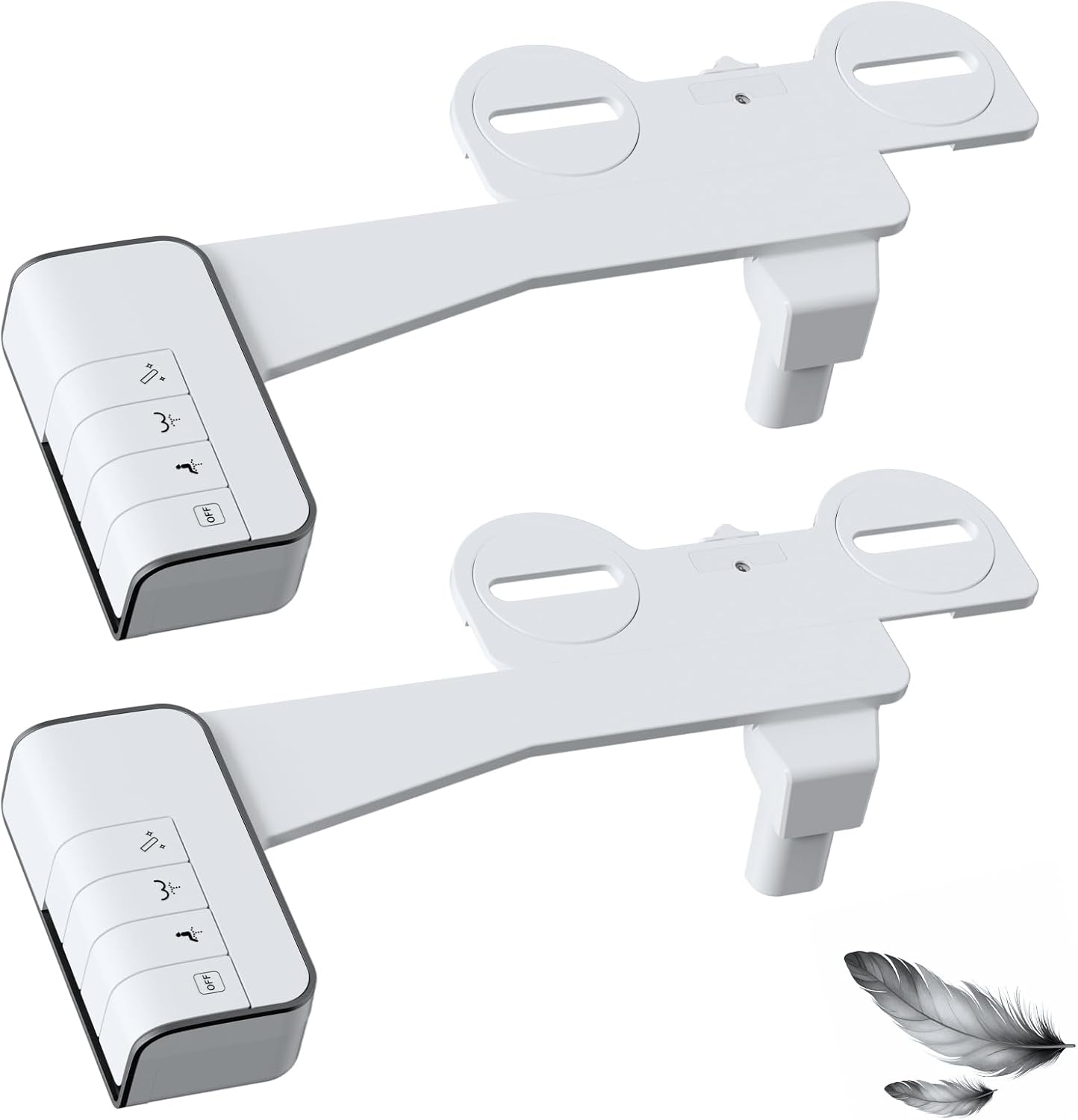 Bidet Attachment for Toilet - Non-Electric Dual Nozzle, Adjustable Water Pressure, Self-Cleaning, White
