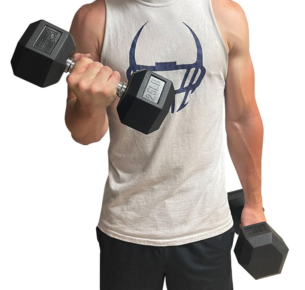 Fitness First Rubber Hex Dumbbell Pairs, 10 lbs