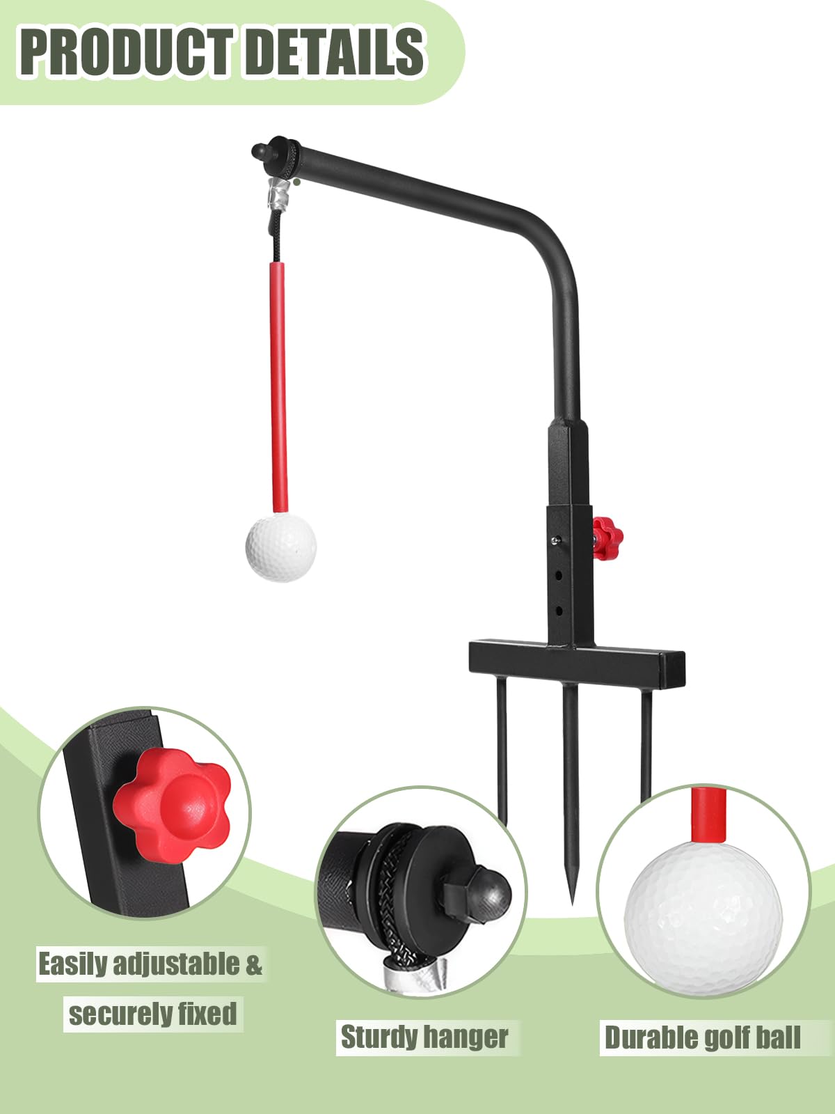 Mevfiya Golf Swing Trainer – Durable Iron Golf Trainer Swing Aid with 3-Level Height Adjustment & Resin Practice Ball | No Ball Golf Simulator & Golf Training Aid for Indoor Outdoor Golf Practice