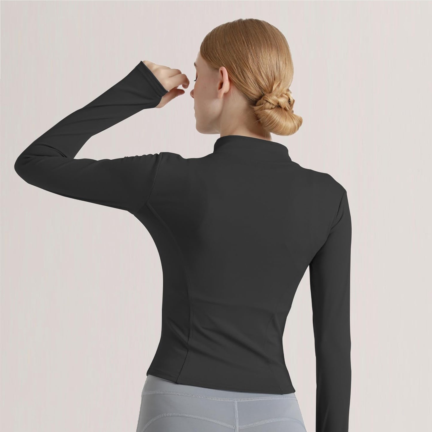Skiennix Women's Lightweight Cropped Running Jacket - Slim Fit Athletic Top with Thumb Holes