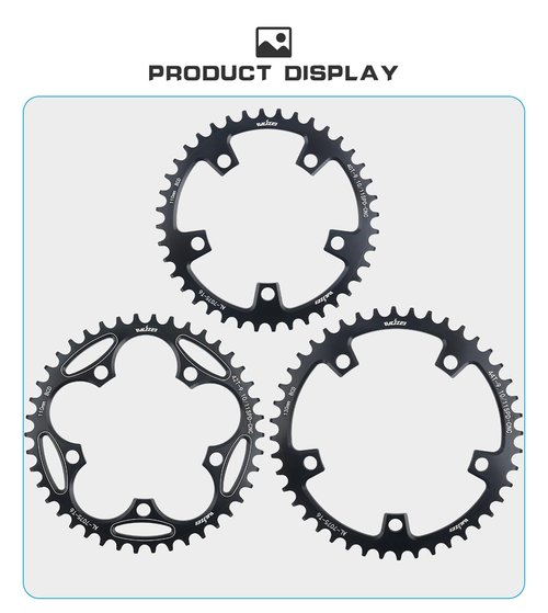 KTKEET 110/130 BCD Chainring 36/38/40/42/44/46/48/50/52/54/56/58/60T 5 Screws Round Narrow Wide Bicycle Chainring for 9/10/11 Speed Road Bike Folding Bicycle (110BCD 48T)
