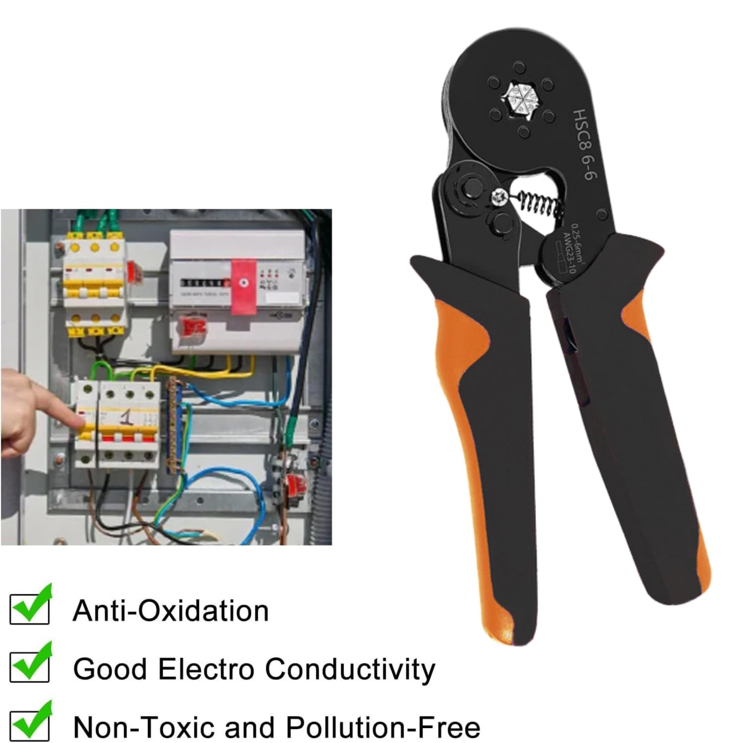 201PCS Ferrule Crimping Tool Kit, AWG23-10 Self-adjustable Ratchet Wire Crimping Tool Kit Crimper Plier Set with 200PCS Wire Terminals Crimping Connectors Wire End Ferrules Terminals
