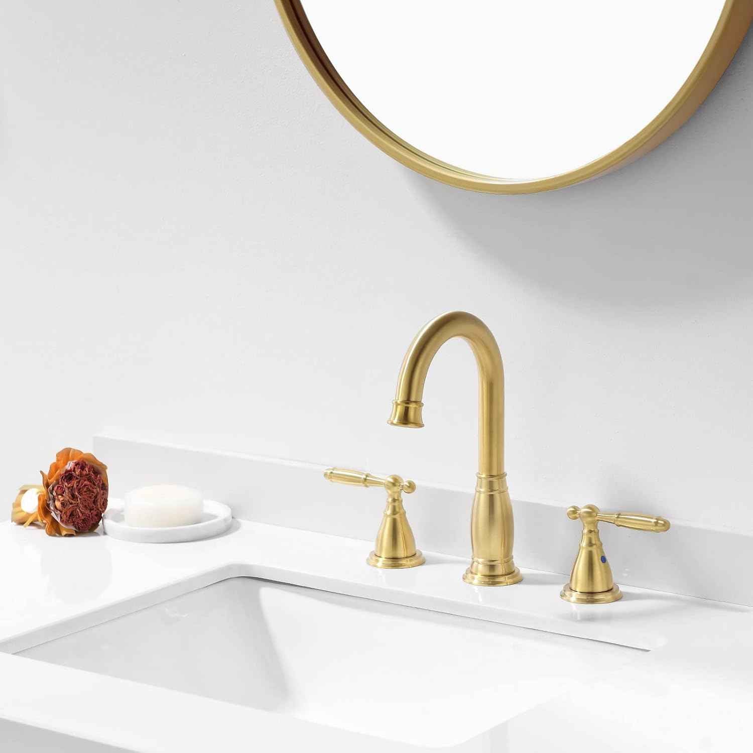 Oil Rubbed Bronze Widespread Bathroom Faucet Set with Valve & Drain - Phiestina WF017-4-ORB