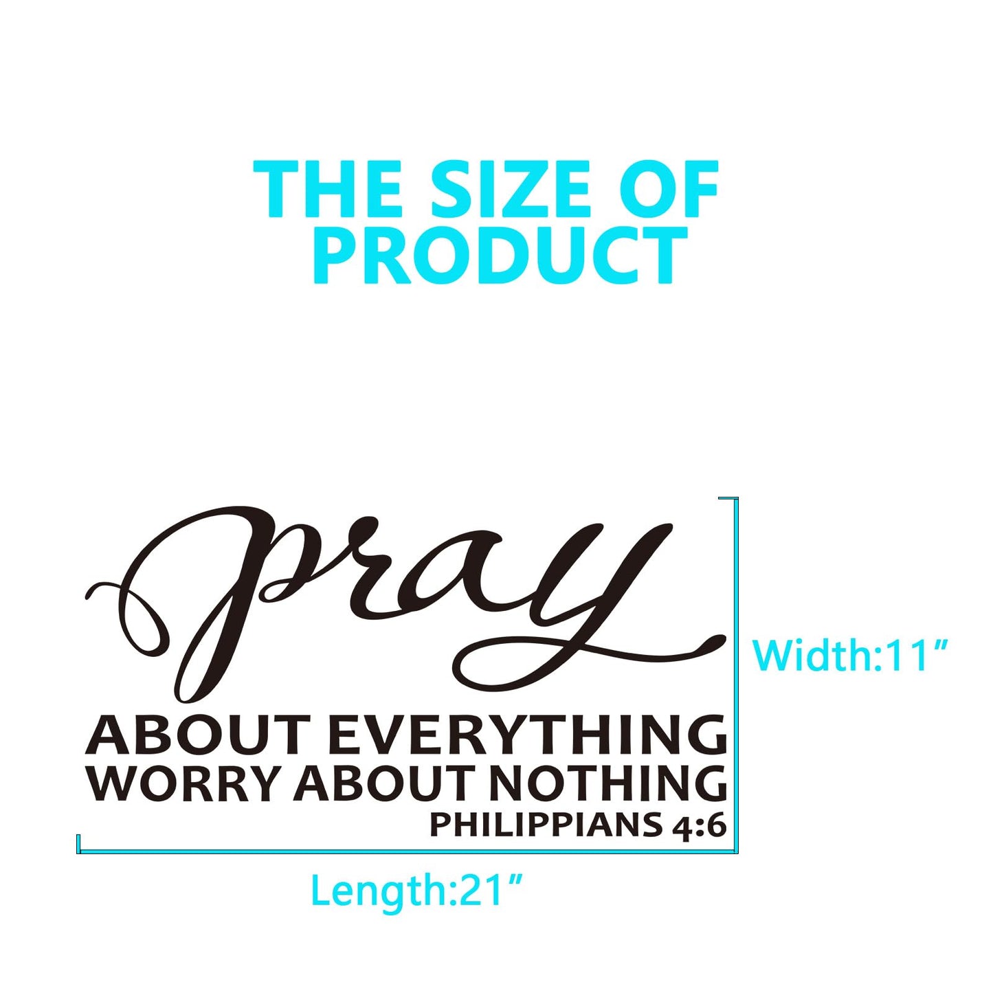 Bible Verse Wall Stickers for Bedroom: Christian Quotes Inspirational Living Room Vinyl Art Wall Decals - Pray About Everything 21" X 11"