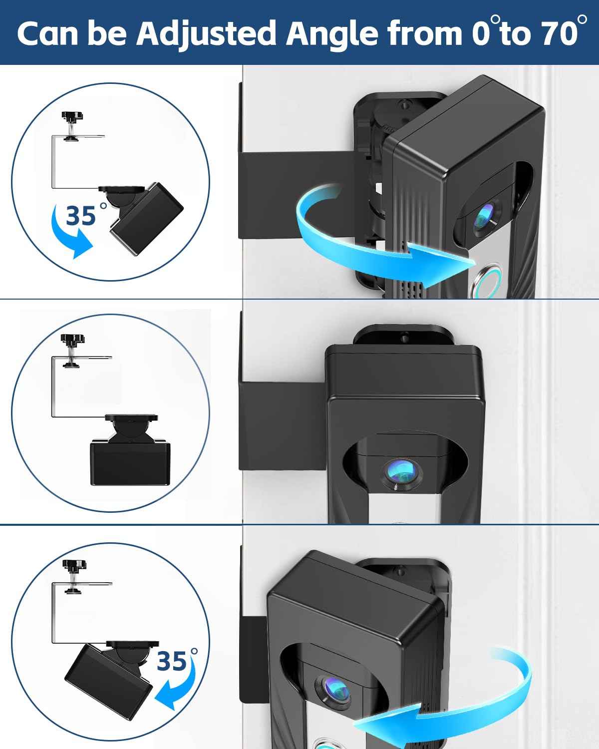 Trushome Adjustable Angle Doorbell Mount, Compatible with Ring/Blink Wireless Video Doorbell, No Drill Anti-Theft Doorbell Camera Mount(Not Included Doorbell)