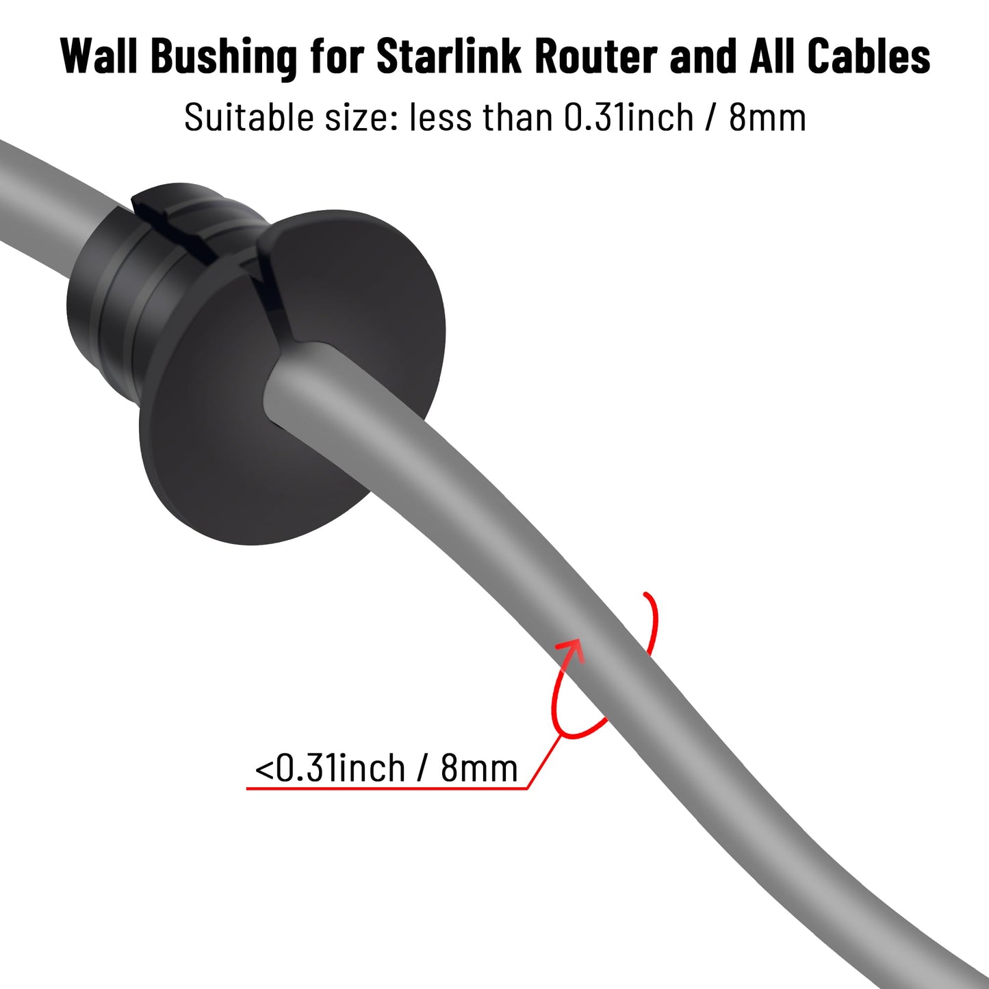 Cable Routing Kit for Starlink for 3/4 inch Wall Hole 4 Pcs, Starlink Accessories, Silicone Cable Wall Pass, Starlink Anti-Slip Wall Grommets for Cables (3/4 inch)