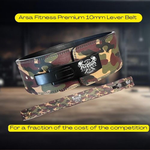 Arsa Fitness 10MM Competition Weightlifting Lever Belt for Men & Women, Powerlifting, Bodybuilding, & Strength Training - Camoflage Series (Brown Camo, X-Large)