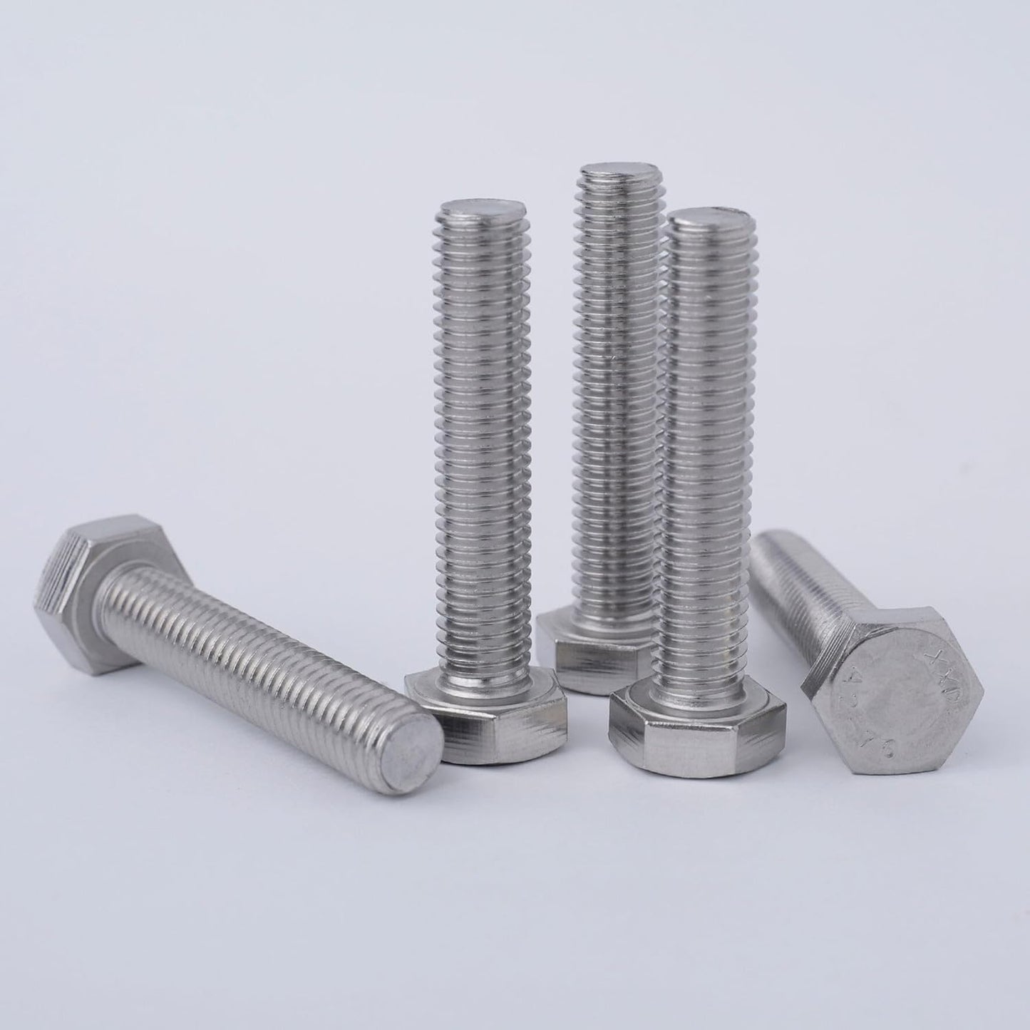 5PCS/Lot M10x1.0 Fine Thread Hex Head Rod Bolts - Din933 Standard Size: Thread Diameter: M10 - Length: 50mm - Thread Pitch: 1mm (Silver Color, Material: Stainless Steel)