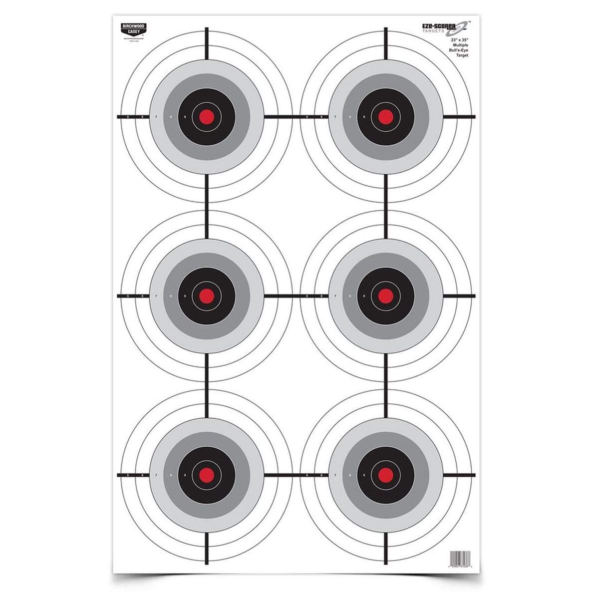 BIRCHWOOD CASEY 23" x 35" Eze-Scorer Multiple Bull's-Eye Shoot-Up Brilliant White Paper Targets for Indoor and Outdoor Use, 5 Targets