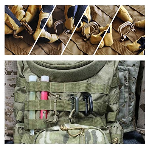 Tactical Molle D-Ring Buckle Clip - Black, Pack of 4
