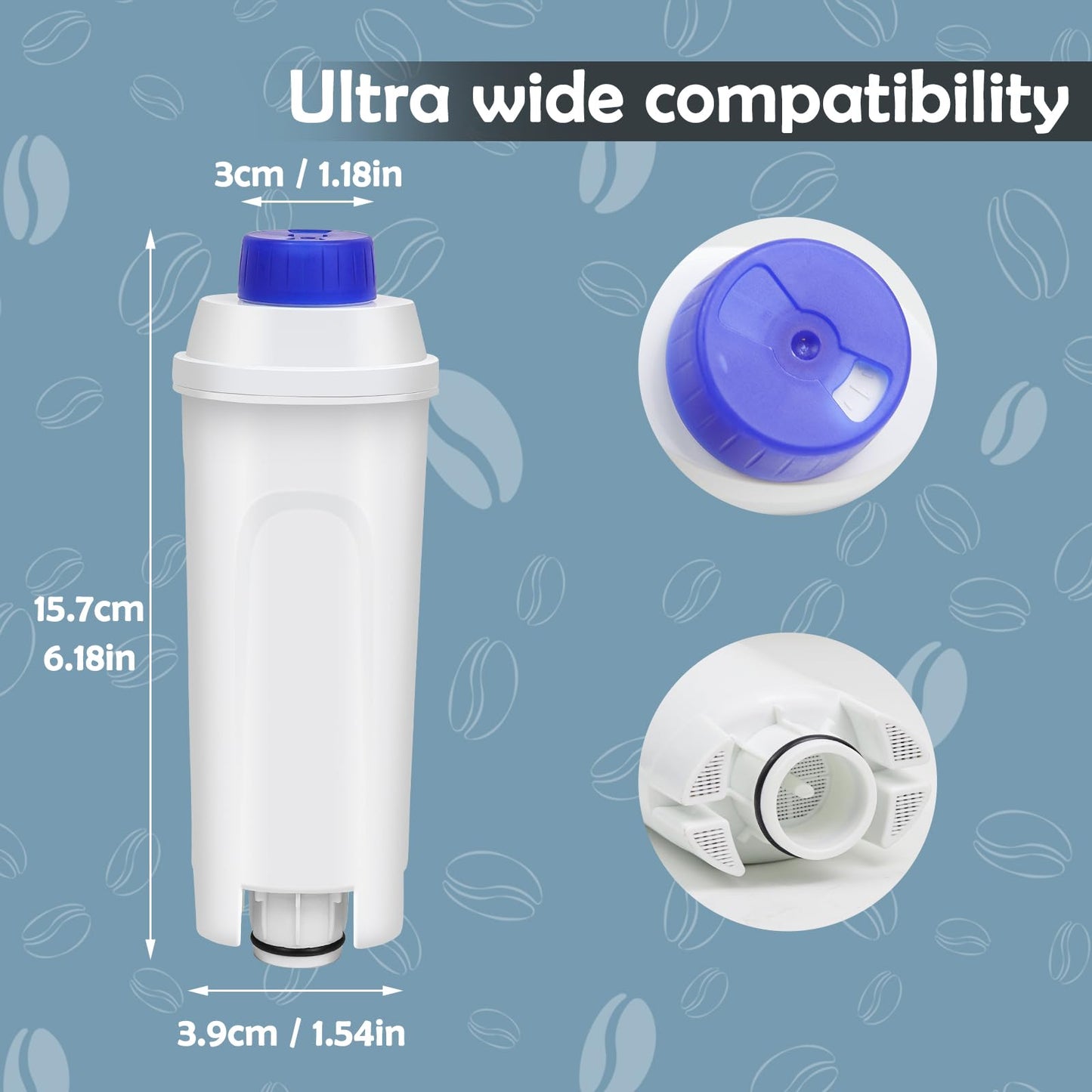 2 Packs DLSC002 Coffee Machine Filters Replacement for DeLonghi Coffee Machines, Water Filter Cartridges Activated Carbon Softener, Compatible with ECAM, ESAM, ETAM, BCO, EC