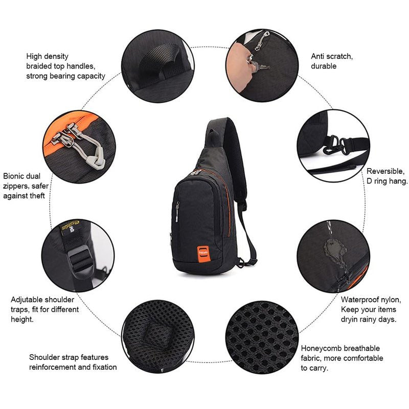 Peicees Large Sling Backpack Waterproof Unisex Shoulder Bag Chest Crossbody Daypack