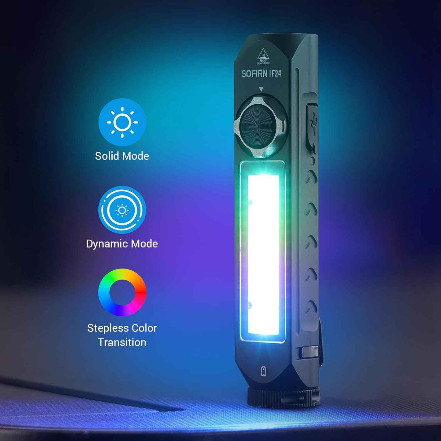 1800LM Rechargeable LED Flashlight - Sofirn IF24 Pro, Waterproof & Magnetic for Camping & Emergencies