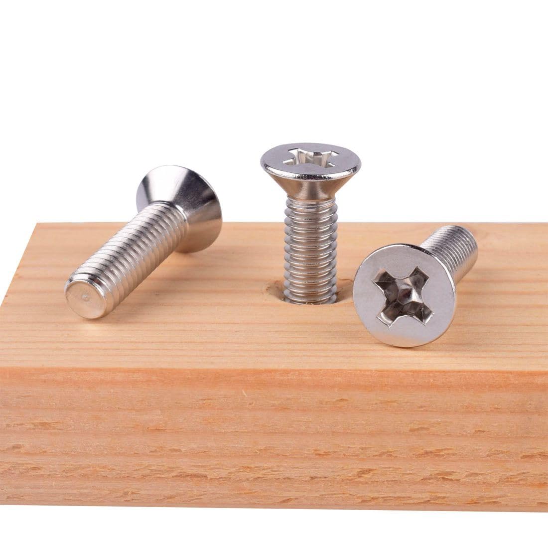 VAMUOEFL #10-32 x 3/8" Phillips Flat Head Machine Screws, Stainless Steel 304 (18-8), UNF Thread, Countersunk Head Machine Screws, 40Pcs