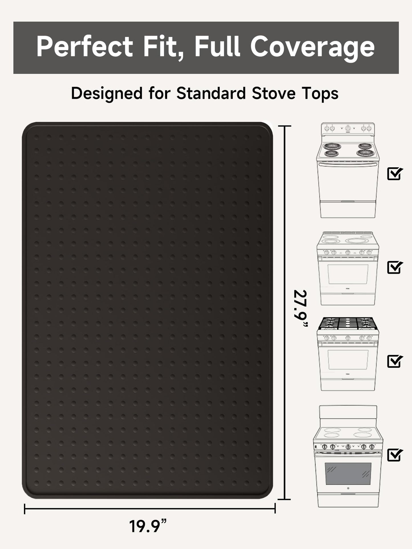 XiFEO Silicone Stove Top Cover for Electric Stove, Glass Stove Top Cover Protector, Flat Top Range Cover – Double as Dish Drying Mat, Coffee Bar Mat, Kitchen Stove Accessories, 28 x 20 in, Black