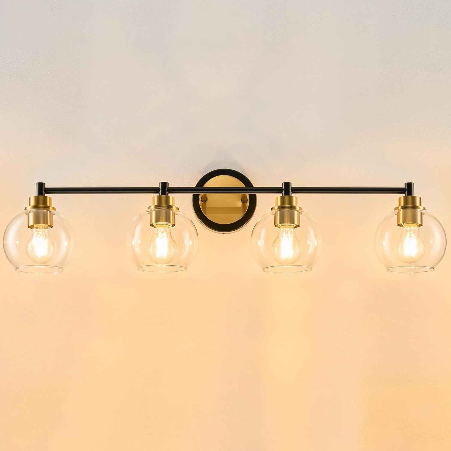 3-Light Vanity Bathroom Light Fixture with Globe Glass Shades - Brushed Nickel, ETL Certified