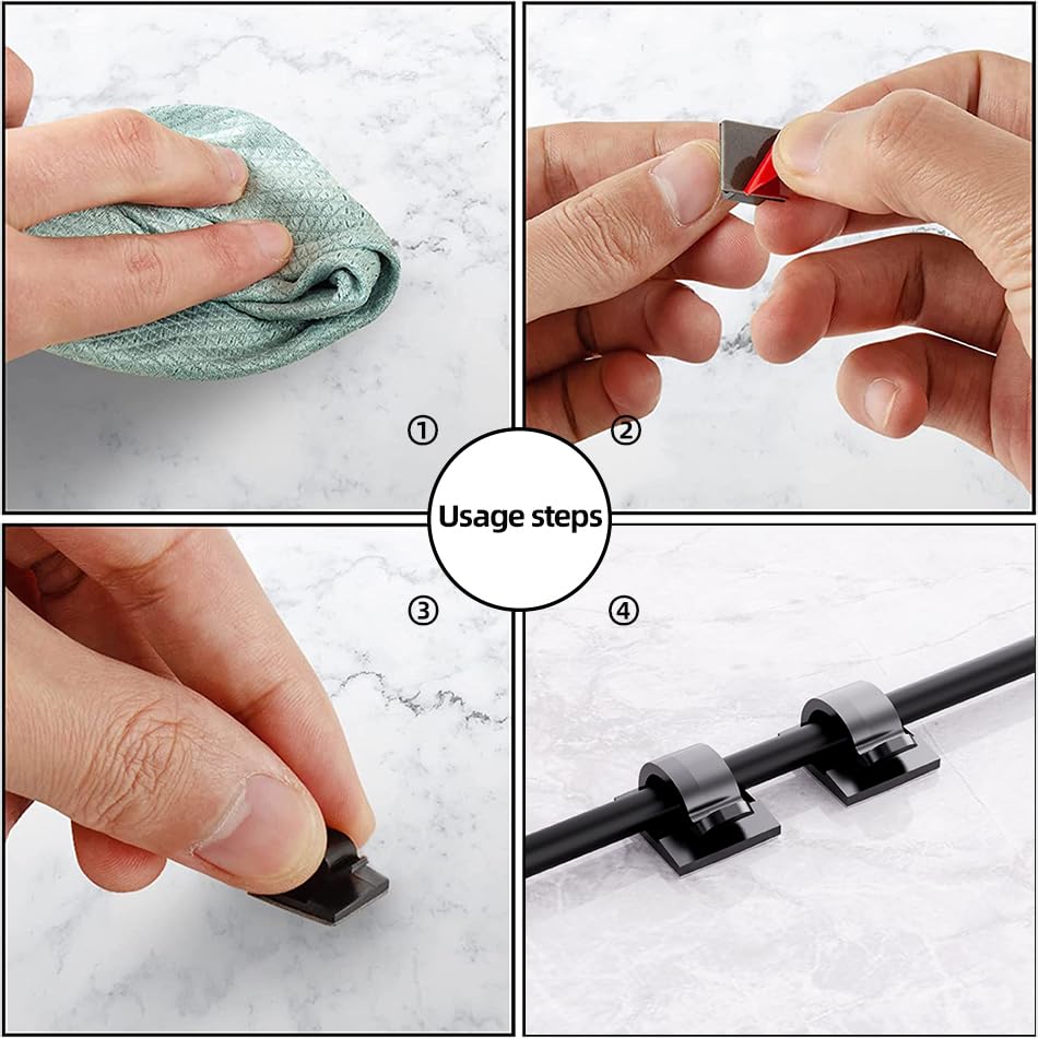 ITUGOU 100 PCS Cable Clips Cord Organizer (Small, Medium,Large),Wire Holder for Cable Management, Outdoor Light Clips Light Hooks for LED String,Car Dash Cam, Extension Cord (Clear)