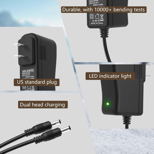 for Savior Snow Deer Sun Will Heated Gloves Socks Hats Vest 8.4V Dual Port Charger, Replacement for 7.4V 2200mAh 3000mAh 3500mAh Li-Polymer Rechargable Battery Charger