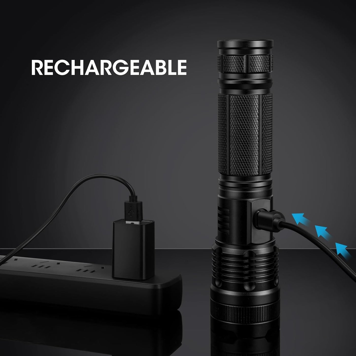 Super Bright Rechargeable Flashlight - 90,000 Lumens, 5 Modes, IPX7 Waterproof - 3 Pack for Home & Camping