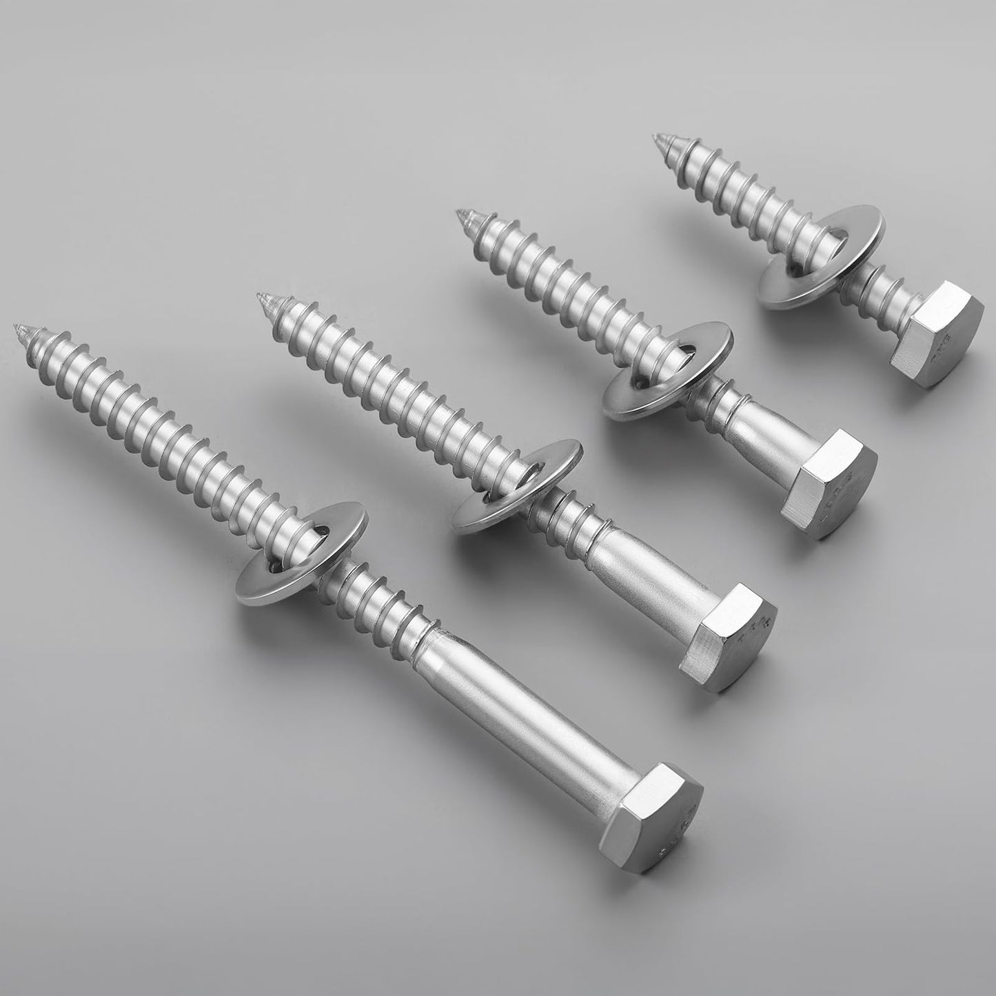 BNUOK 28 Sets 1/4" x 1-1/2" Hex Head Lag Screws Bolts with Flat Washers 304 Stainless Steel 18-8 Heavy Duty Lag Screw for Wood, Driver Bit Included