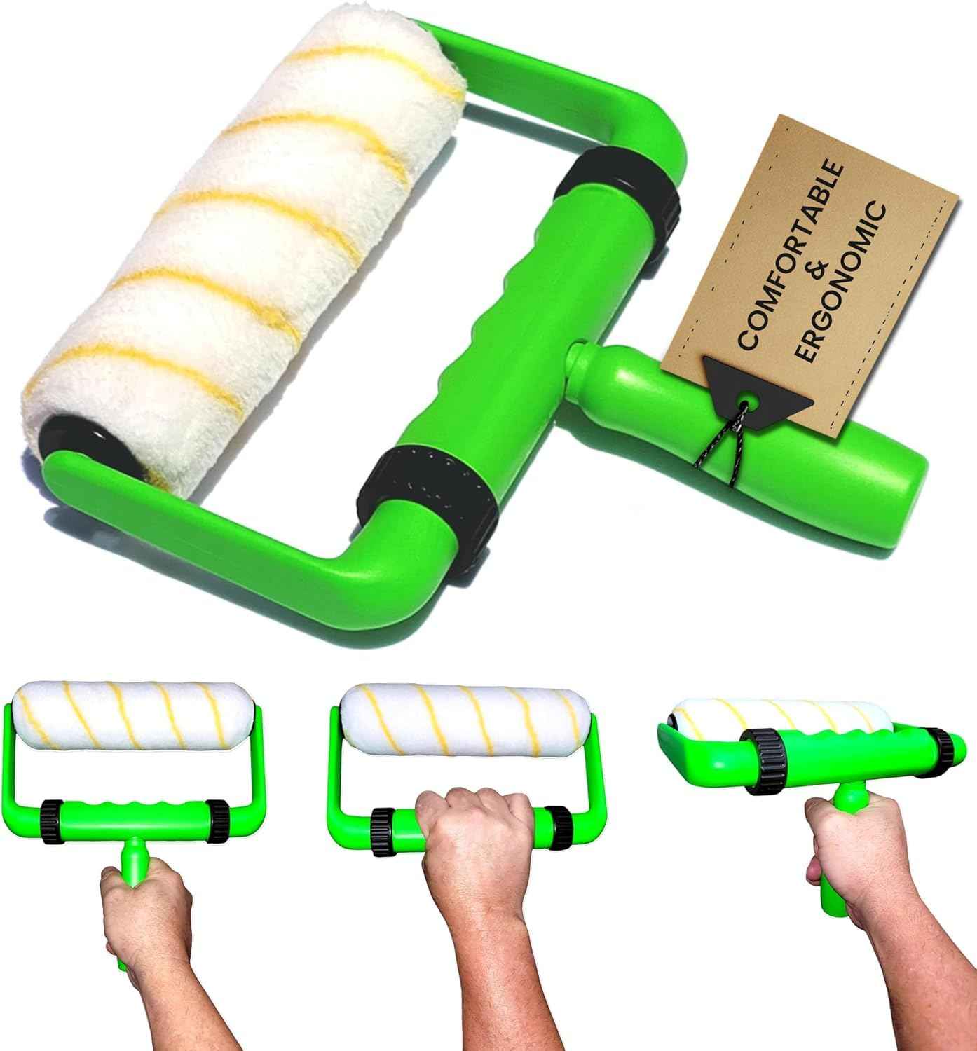 BetterGrip Ergonomic Paint Roller - 9 inch Paint Roller Frame Kit with Extension Handle - Comfortable Grip to Minimize Hand Stress & Fatigue, Finish Your Paint Projects Quicker