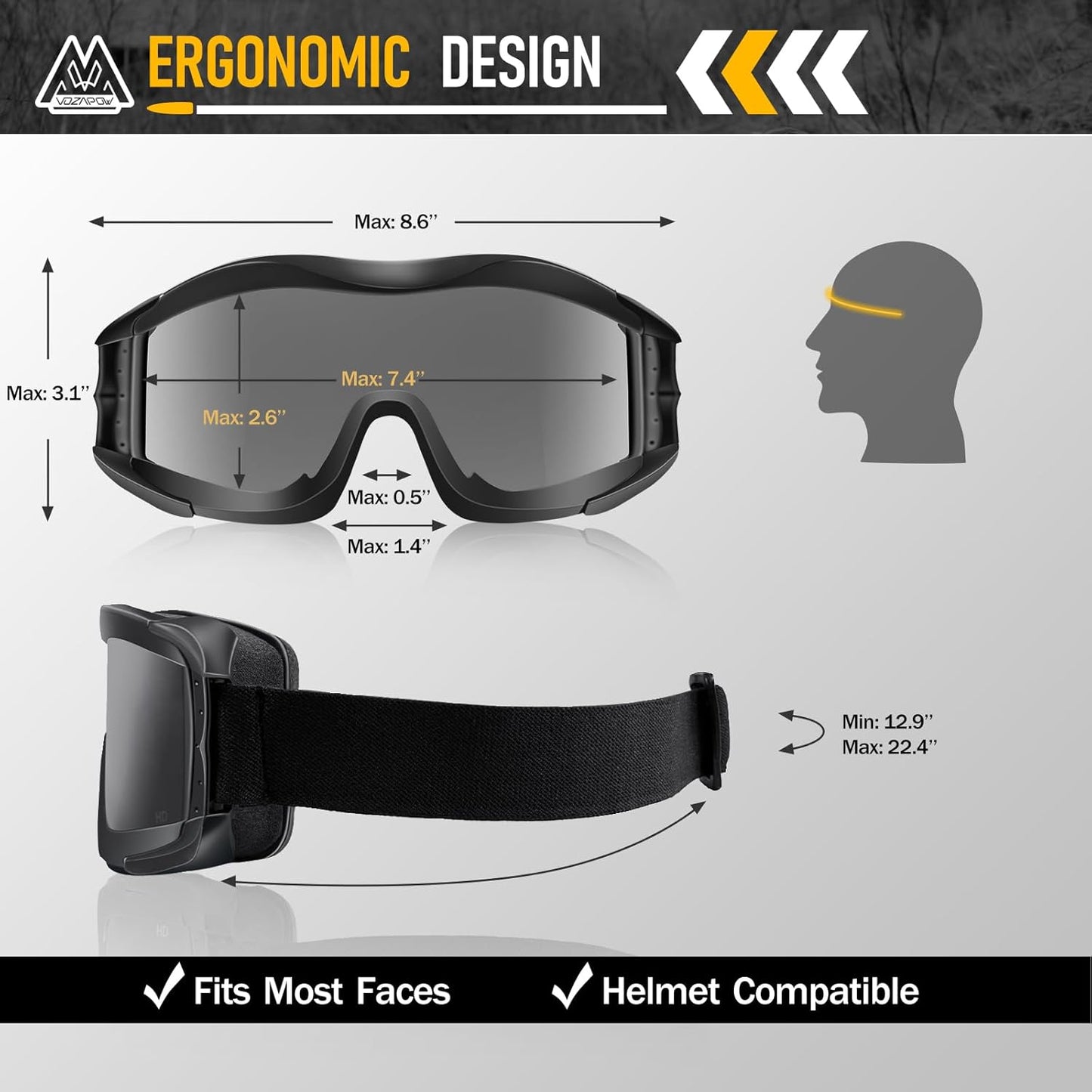 Skiennix Airsoft Goggles - Anti-Fog, ANSI Z87.1 Certified, Impact Resistant Tactical Shooting Glasses