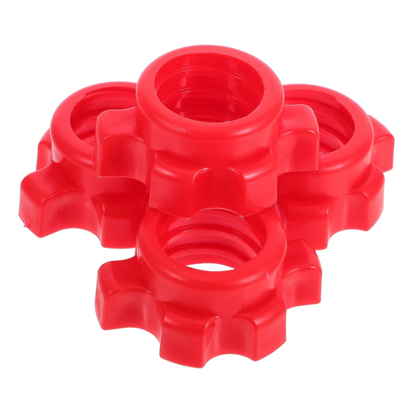 Kisangel 4Pcs Dumbbell Spinlock Collars, 1 Inch Standard Barbell Star-Shaped Nut, Non-Slip Replacement Screw Clamps for Weight Lifting Fitness Training, Red