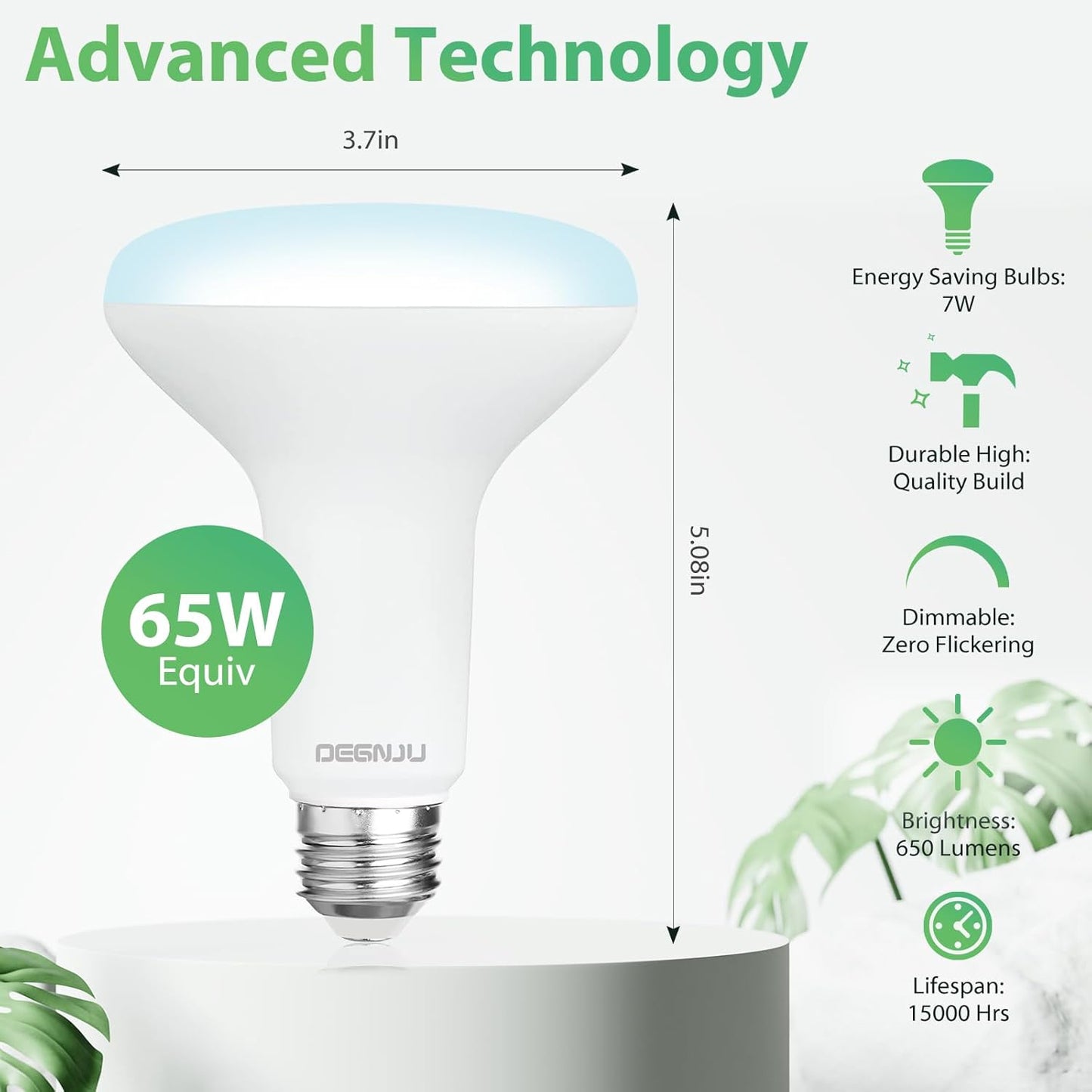 BR30 LED Flood Light Bulbs 24-Pack, 7W Dimmable 650LM Soft White 2700K, E26 Base