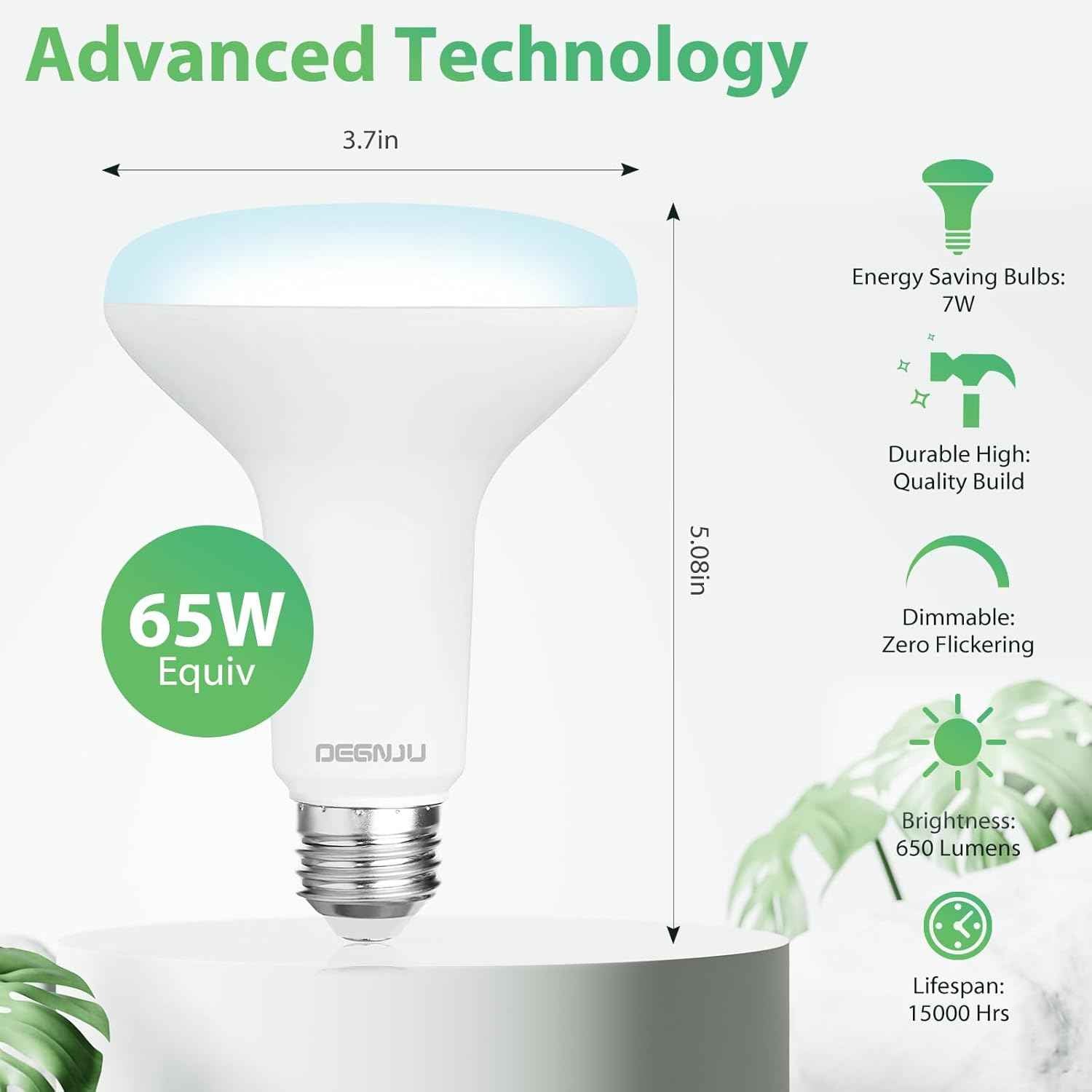 BR30 LED Flood Light Bulbs 24-Pack, 7W Dimmable 650LM Soft White 2700K, E26 Base